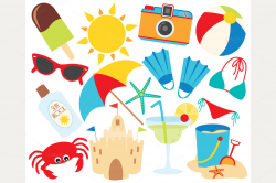 Beach Items Clipart - Clip Art Library