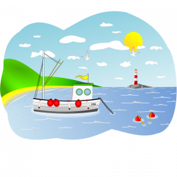 Clipart - Coastal Fishing Boat Scene