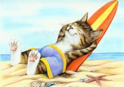 Hung Ten - Tabby Cat Surfer by bigcatdesigns | Cats, Cats ...