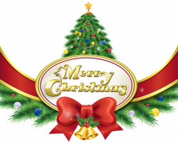 Merry Christmas with Tree and Bow PNG Clipart Image | Gallery ...