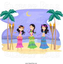 Pal Clipart of Hawaiian Hula Dancer Girls on a Beach by BNP ...
