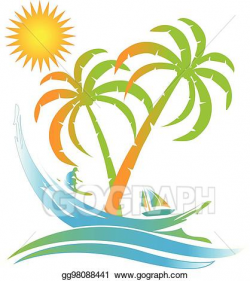 EPS Illustration - Tropical island sunny beach paradise logo ...