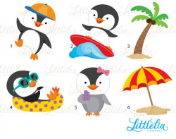 Summer penguin - Beach clipart - 16024 | Products | Beach ...