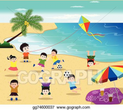 Vector Art - Beach, fun, kite, sport, outdoor, t. EPS ...