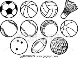 EPS Illustration - Sport ball thin line icons set (beach ...