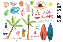 Surfing Beach Watercolor Clipart , #Sponsored, #fruits#waves ...