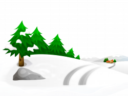 Snowy Winter Ground with Trees and House PNG Clipart Image ...