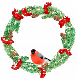 Green Winter Wreath with Bird PNG Clip Art Image | Gallery ...