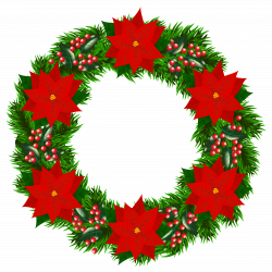Christmas Wreath with Poinsettia PNG Clipart Image | Gallery ...