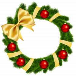 Christmas Wreath with Yellow Bow Transparent PNG Clip Art Image ...