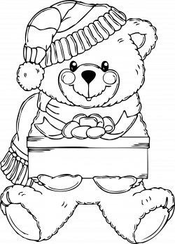 Clipart - Christmas Bear Coloring Page
