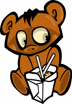 Clipart - Bear eating Chinese Food