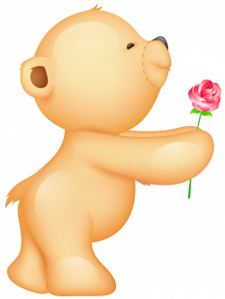 Cute Valentine Teddy with Rose PNG Clipart Picture | Gallery ...