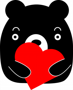 Clipart - Black bear holding a heart