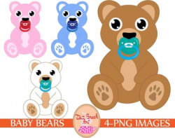 Bear cute children toy clipart png pink blue pacifier kid baby boy baby girl