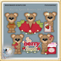 Strawberry Harvest Clipart, Teddy Bear, Spring, Fuzzy Loves Berries 2015