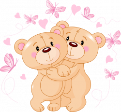 Valentine Teddy Bears with Butterflies PNG Clipart Picture ...