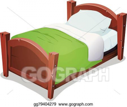 Vector Art - Wood bed with green blanket. Clipart Drawing ...