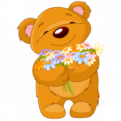 Cute Bear Clip Art | Bears With Flowers Cartoon Animal Images ...
