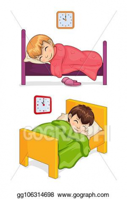 Vector Art - Bed time for little children in cozy beds set ...