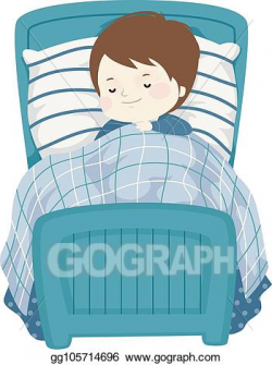 Vector Art - Kid boy sleep bed illustration. Clipart Drawing ...