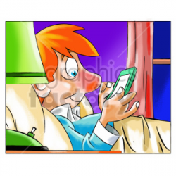kid watching mobile phone before bed clipart . Royalty-free clipart # 407060