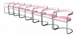 Set of 8 Chrome Chairs in Blush | Chairish