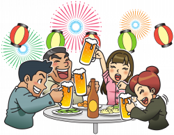 Clipart - Beer garden / party with fireworks and lanterns