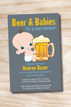 MAN SHOWER Beer and babies Diaper Party Invitation ...