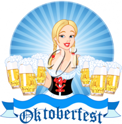 iCLIPART - Illustration of Oktoberfest girl serving beer ...