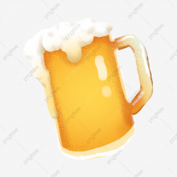 Cartoon Full Of Beer Overflowing Cup Elements, Yellow, Beer ...