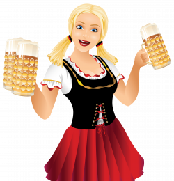 Oktoberfest Girl with Beer Mugs PNG Clipart Picture | Gallery ...