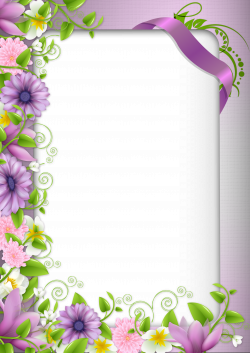 Transparent PNG Photo Frame with Purple Flowers | Bordered Paper ...