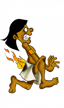 An Egyptian escaping the plague of fiery hail! 