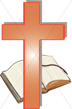 Orange Cross and Open Bible Clipart | Cross Clipart