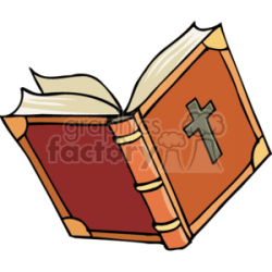 Open bible ith a cross in the cover clipart. Royalty-free clipart # 164955