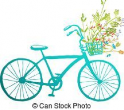 Vintage Bicycle with Basket Clip Art | Vintage Bicycle With ...