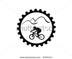 Bike Riding Clip Art | Bicycle Gear With Mountain Bike Rider ...