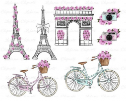 Spring Clipart Pink Paris Clipart Fashion illustration ...