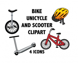 BIKE CLIPART - scooter and unicycle clipart - kids ...
