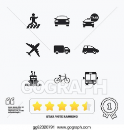 Vector Art - Transport icons. car, bike, bus and taxi signs ...