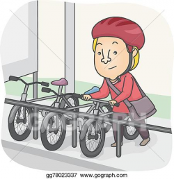 EPS Illustration - Man bike parking. Vector Clipart ...