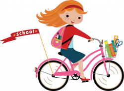 Bicycle Cycling Clip art - Little girl riding a bike to school 1207 ...