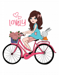 Bicycle Girl Cycling Illustration - Little girl riding a bicycle ...
