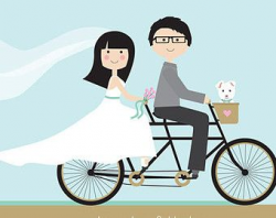 Custom Wedding Portrait, Bicycle Portrait, Just Married ...