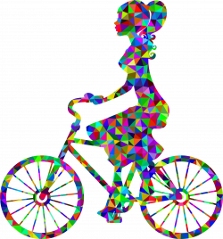 Clipart - Low Poly Prismatic Girl On Bike