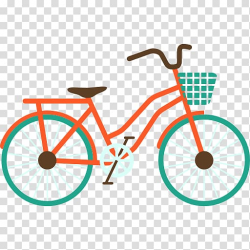 Orange and green city bicycle illustration, Trendy Bike ...