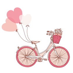 Valentines Day Drawing Gift Illustration - Pink bike 1000*1000 ...