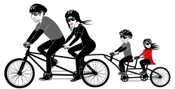 Clipart - Family riding tandem bicycle