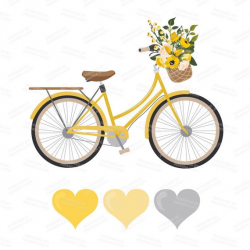 Premium Wedding Clipart & Vectors - Yellow Bicycle Clipart ...